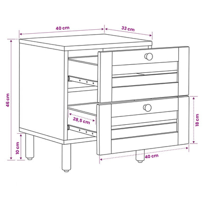 vidaXL Bedside Table Natural 40 x 33 x 46 cm Solid Mango Wood