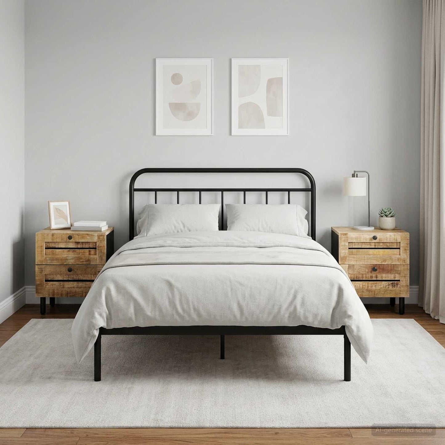 vidaXL Bedside Table 2 pcs Natural 40 x 33 x 46 cm Solid Mango Wood