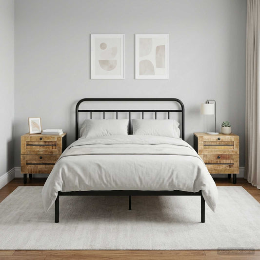 vidaXL Bedside Table 2 pcs Natural 40 x 33 x 46 cm Solid Mango Wood