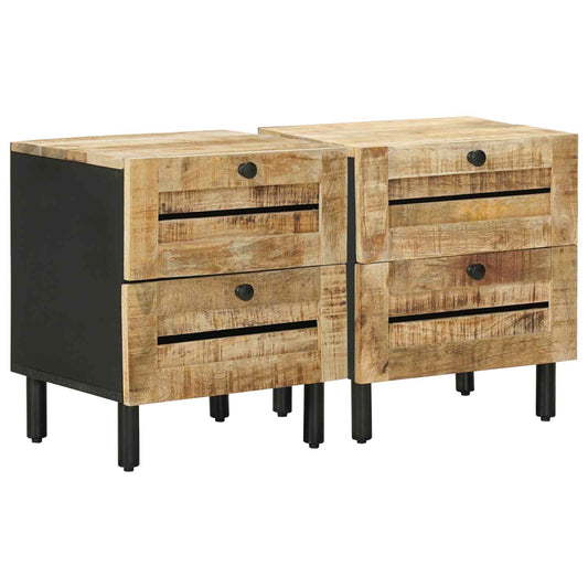 vidaXL Bedside Table 2 pcs Natural 40 x 33 x 46 cm Solid Mango Wood