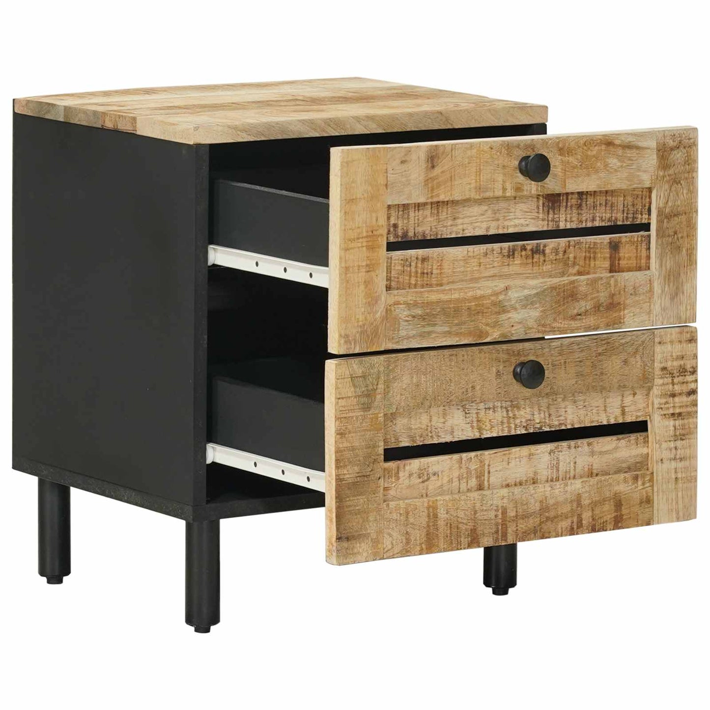 vidaXL Bedside Table 2 pcs Natural 40 x 33 x 46 cm Solid Mango Wood