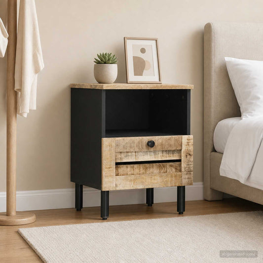 vidaXL Bedside Table Natural 40 x 33 x 46 cm Solid Mango Wood