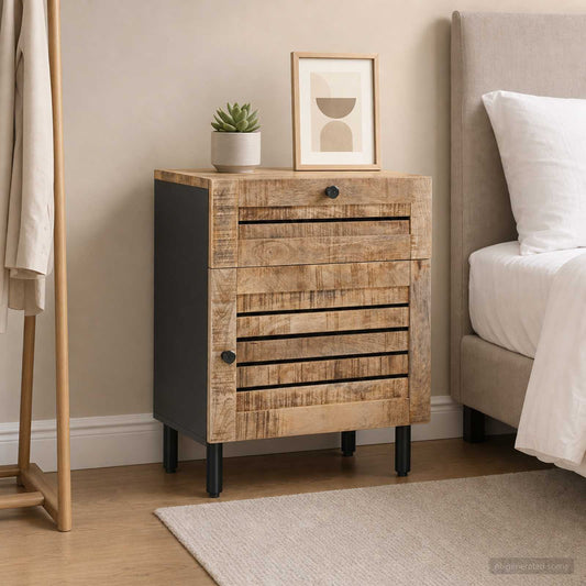 vidaXL Bedside Table Natural 50 x 33 x 60 cm Solid Mango Wood