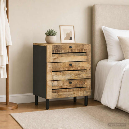 vidaXL Bedside Table Natural 50 x 33 x 62 cm Solid Mango Wood