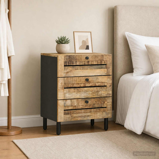 vidaXL Bedside Table Natural 50 x 33 x 62 cm Solid Mango Wood