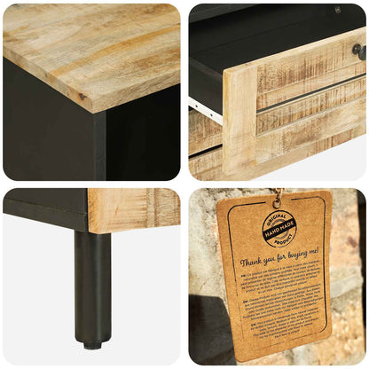vidaXL Bedside Table Brown and Black 50 x 33 x 60 cm Solid Mango Wood