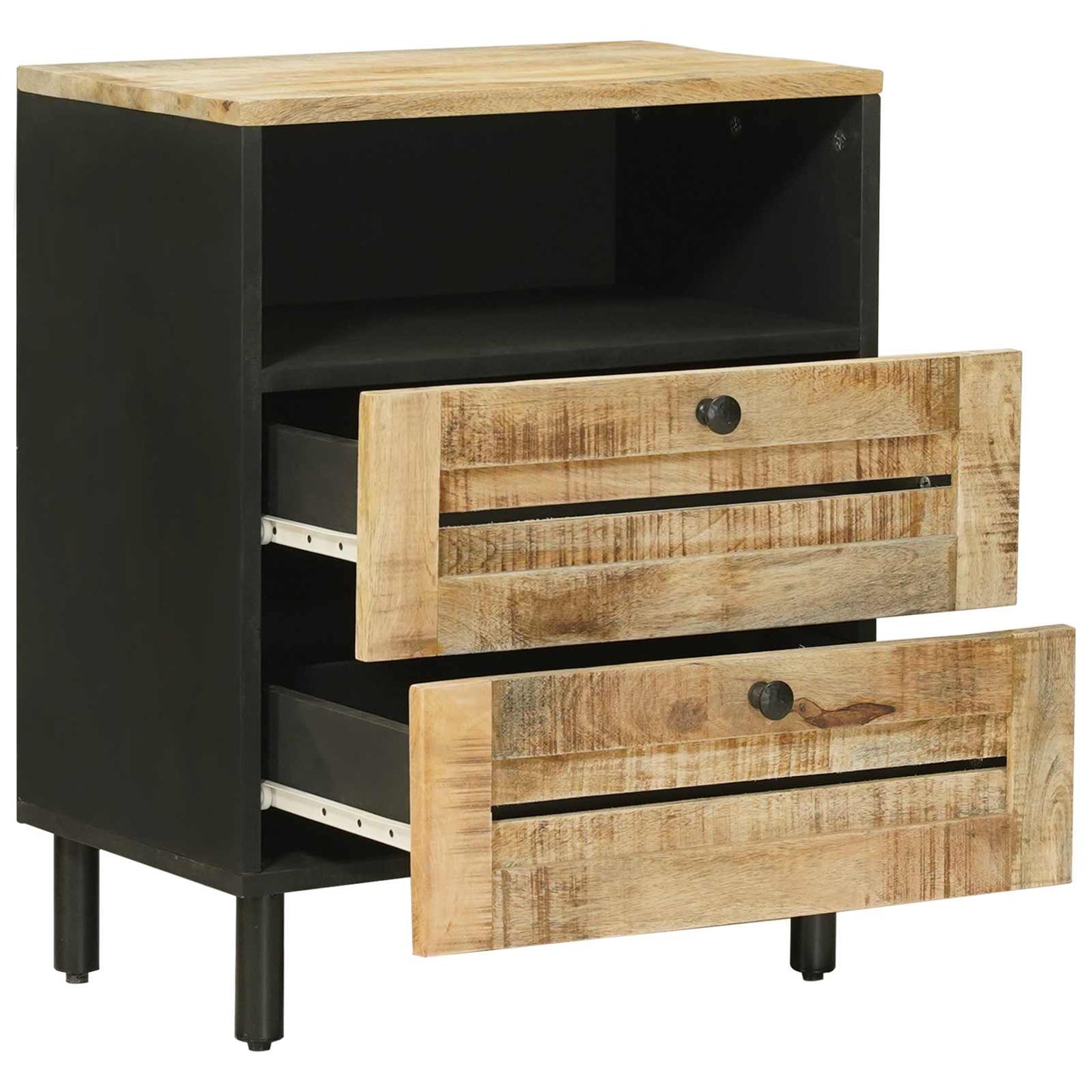 vidaXL Bedside Table Brown and Black 50 x 33 x 60 cm Solid Mango Wood