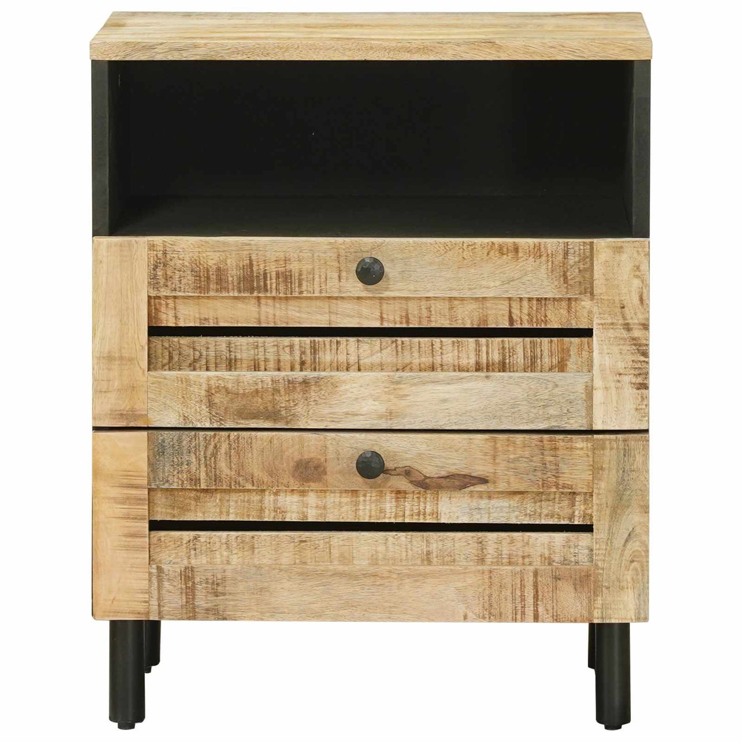 vidaXL Bedside Table Brown and Black 50 x 33 x 60 cm Solid Mango Wood