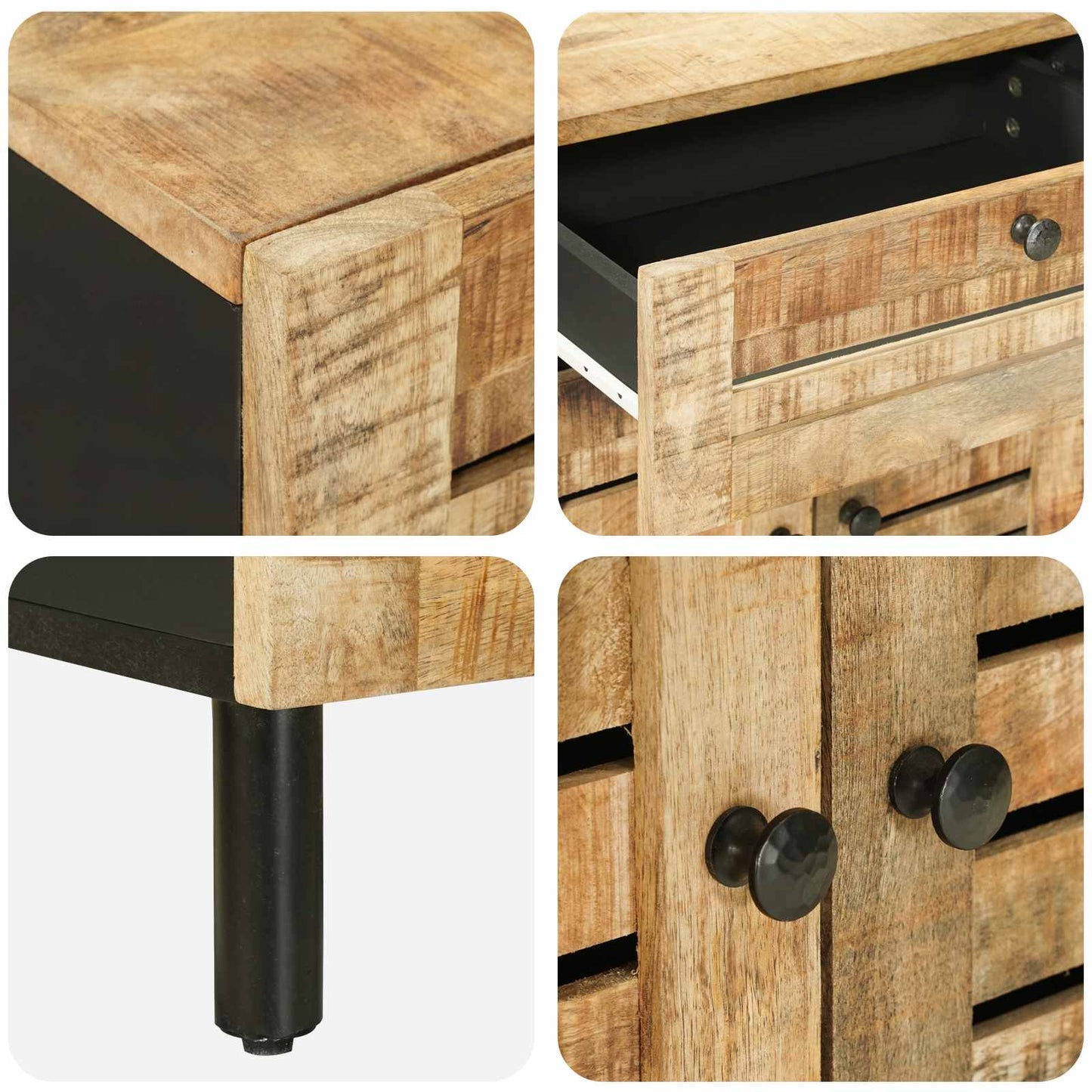 vidaXL Bedside Table Natural 50 x 33 x 60 cm Solid Mango Wood