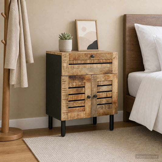 vidaXL Bedside Table Natural 50 x 33 x 60 cm Solid Mango Wood