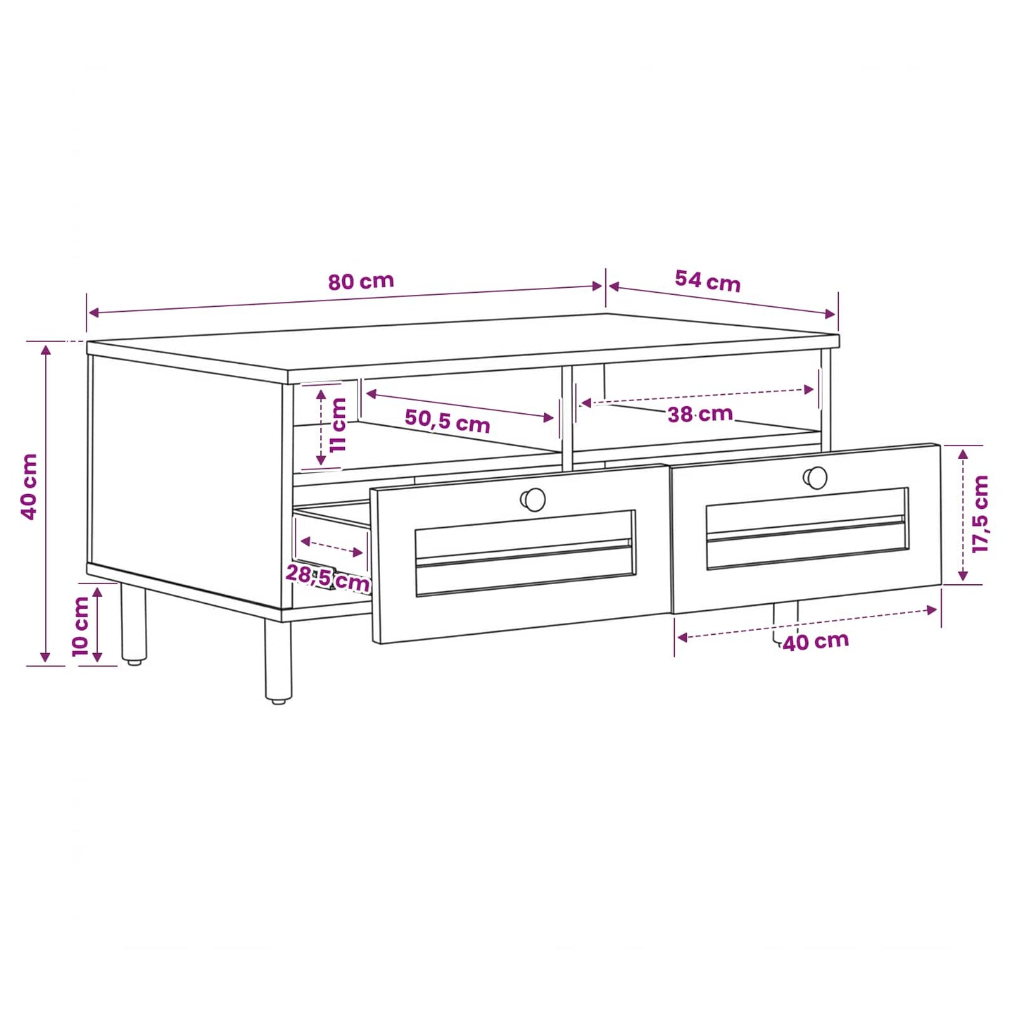 vidaXL Coffee Table Brown and Black 80 x 54 x 40 cm Solid Mango Wood