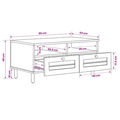 vidaXL Coffee Table Brown and Black 80 x 54 x 40 cm Solid Mango Wood