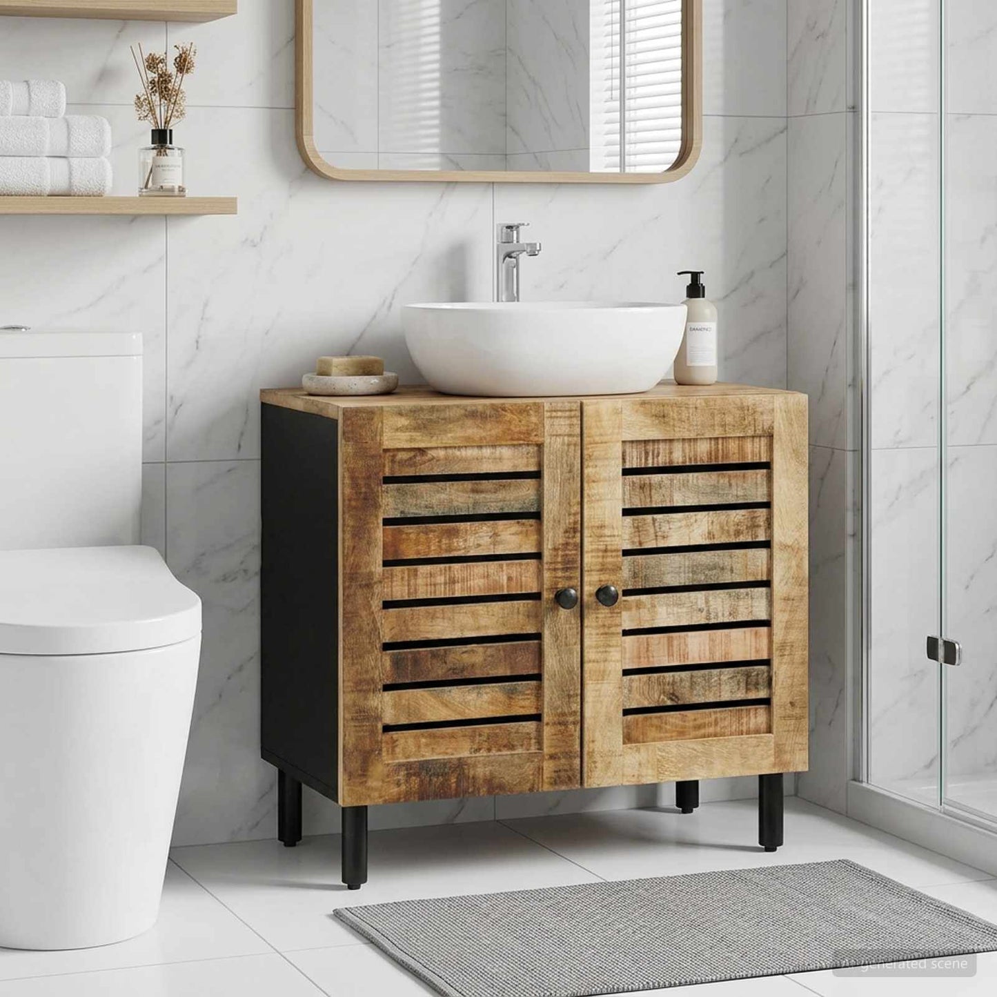 vidaXL Sink cabinet Brown and Black 62 x 33 x 58 cm Solid Mango Wood