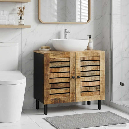vidaXL Sink cabinet Brown and Black 62 x 33 x 58 cm Solid Mango Wood