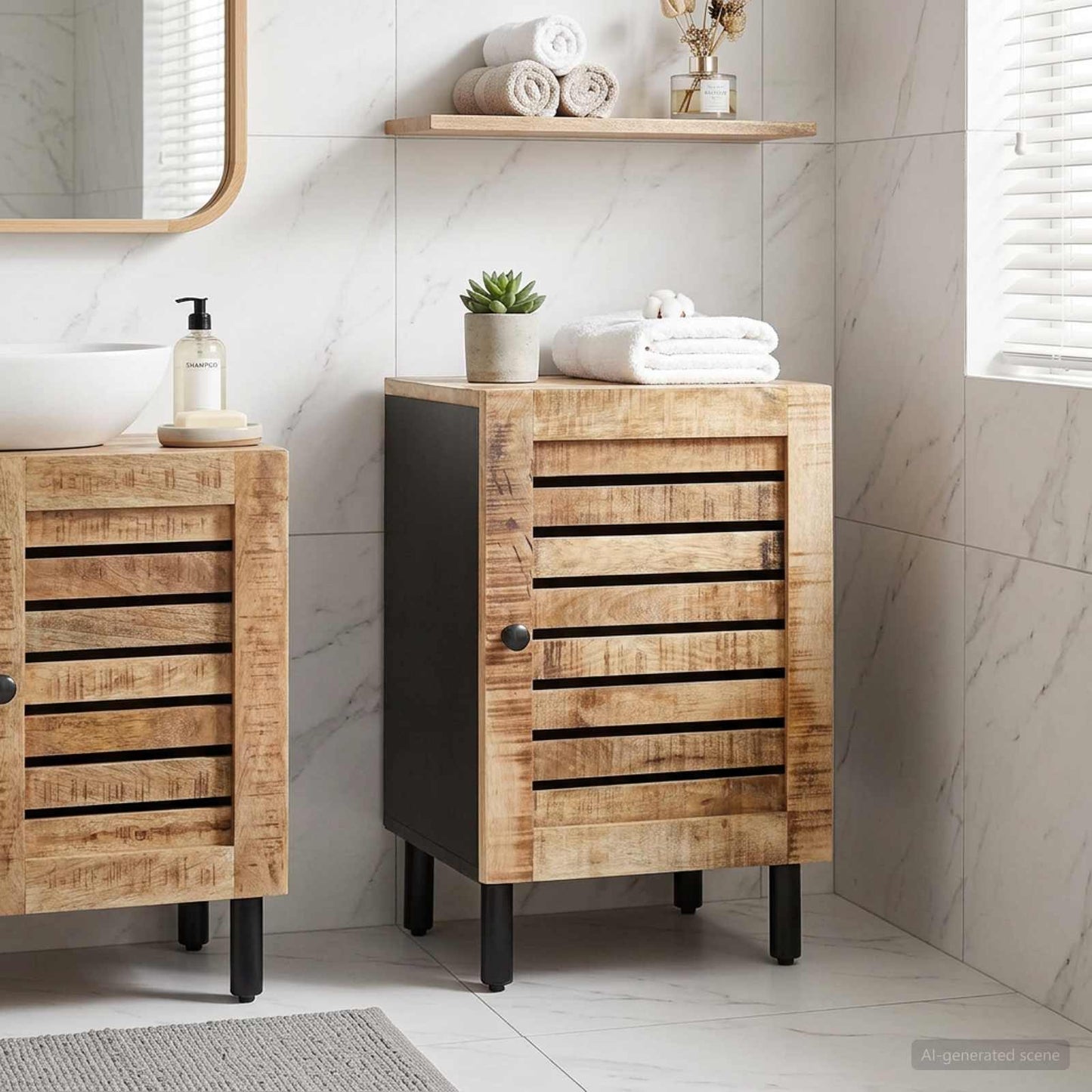 vidaXL Bathroom Cabinet with Storage Brown and Black 38 x 33.5 x 58 cm