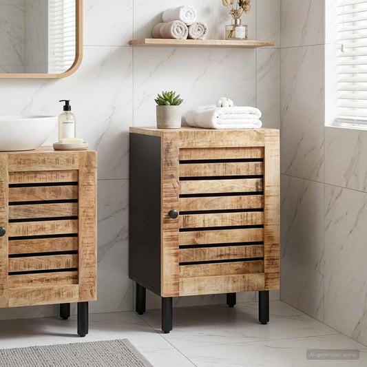 vidaXL Bathroom Cabinet with Storage Brown and Black 38 x 33.5 x 58 cm