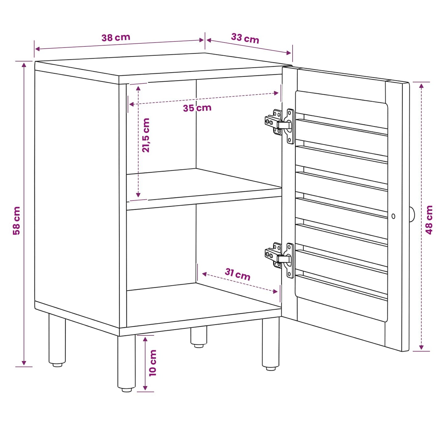 vidaXL Bathroom Cabinet with Storage Brown and Black 38 x 33.5 x 58 cm