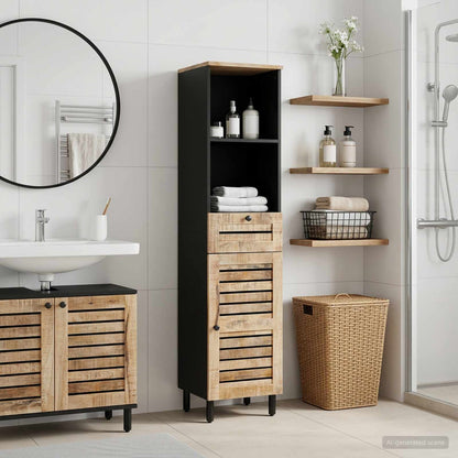 vidaXL Bathroom Cabinet with Drawer Brown and Black 38 x 33.5 x 160 cm