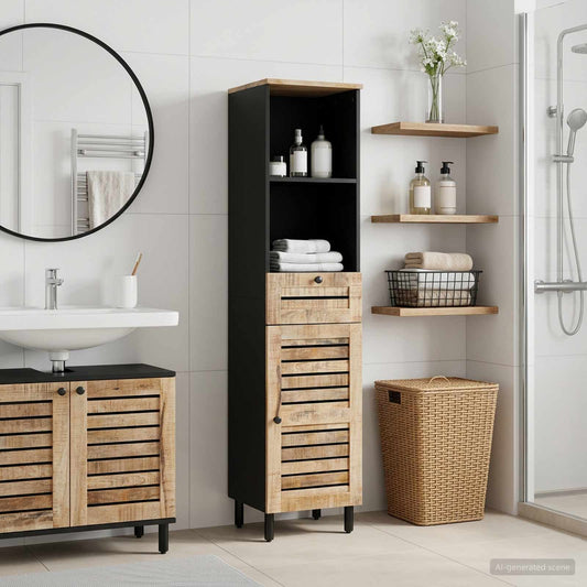 vidaXL Bathroom Cabinet with Drawer Brown and Black 38 x 33.5 x 160 cm