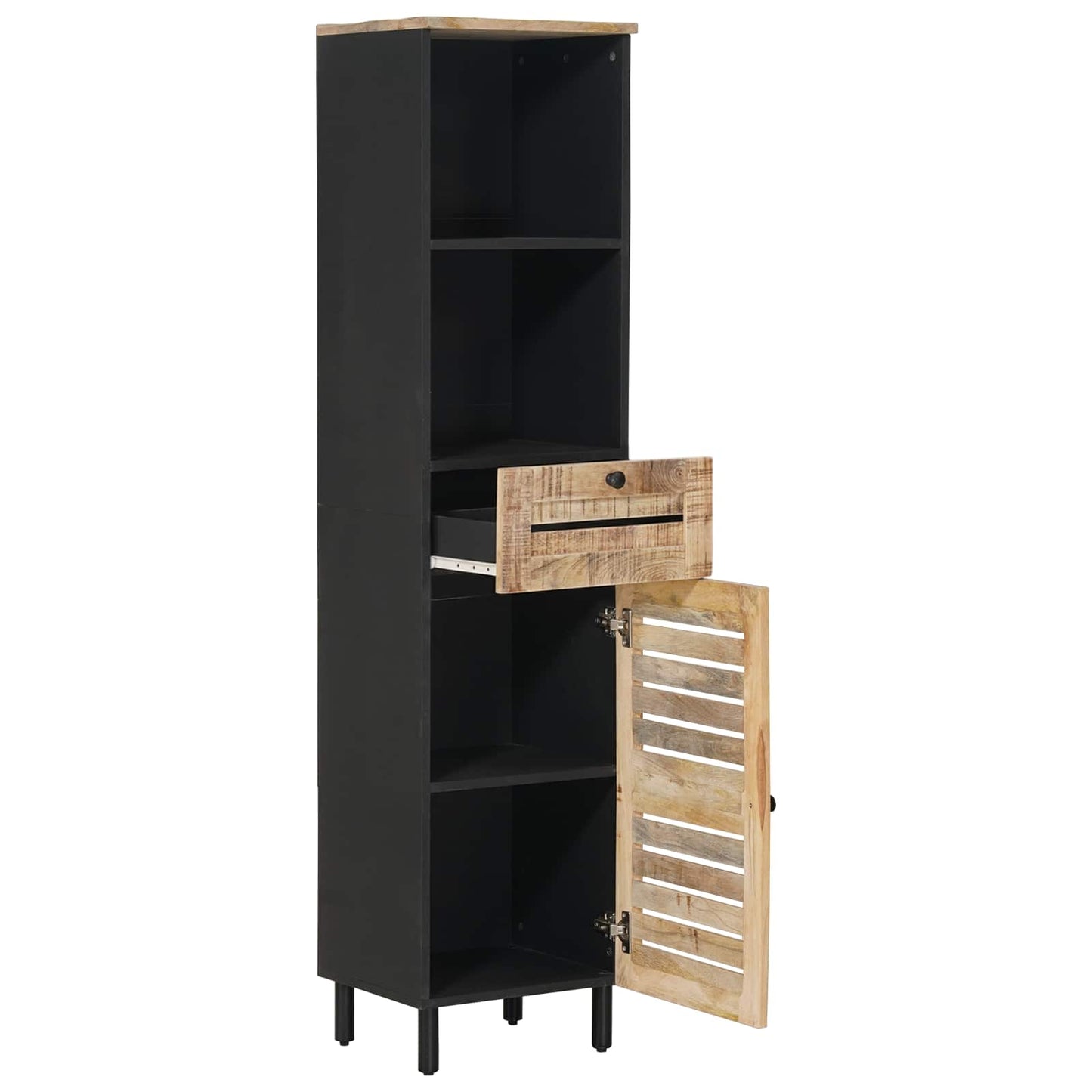 vidaXL Bathroom Cabinet with Drawer Brown and Black 38 x 33.5 x 160 cm