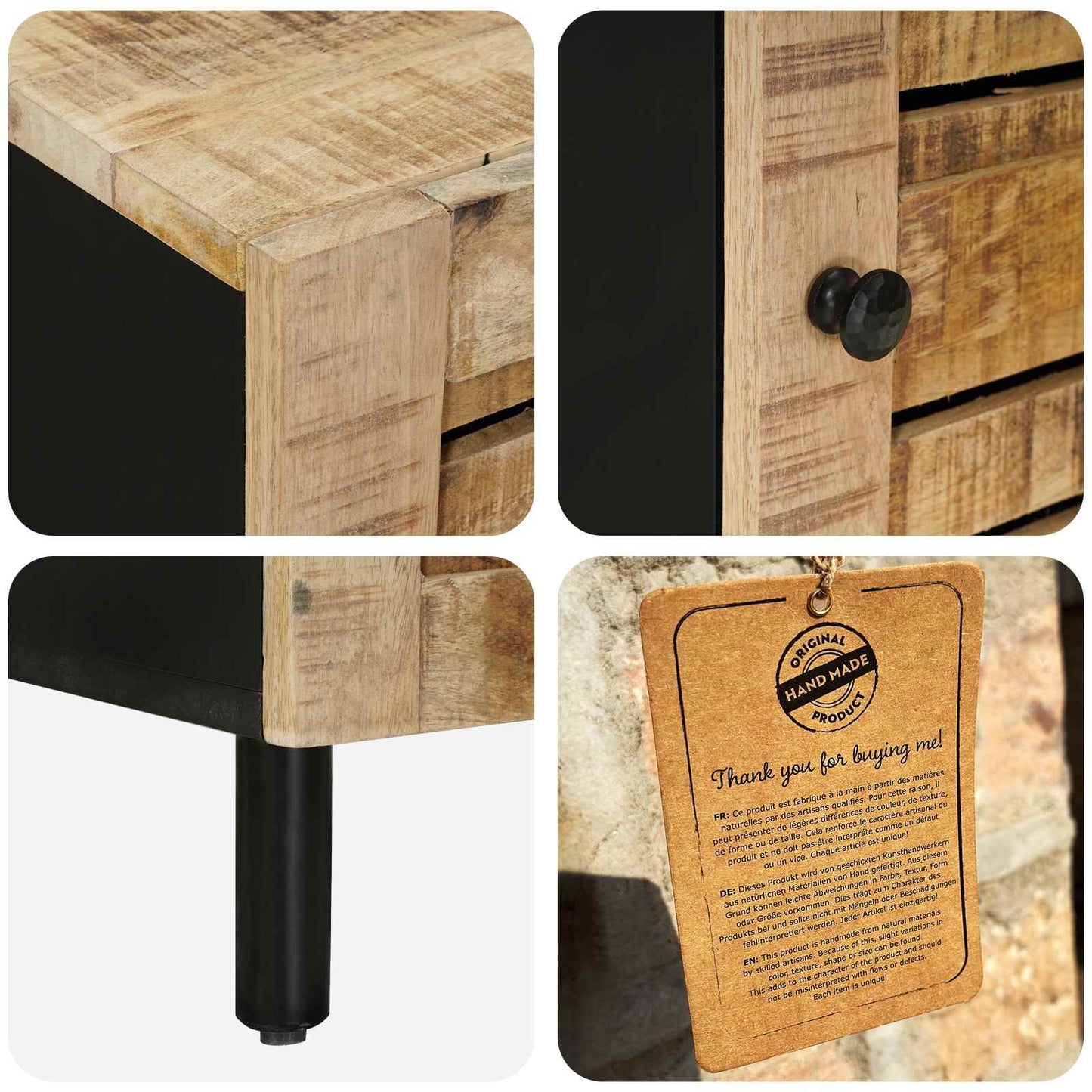 vidaXL Storage Cabinets Natural 40 x 33 x 75cm Solid Mango Wood