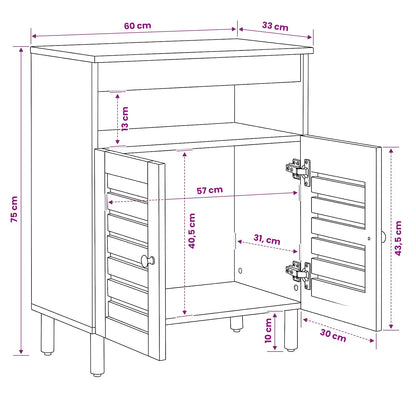 vidaXL Storage Cabinets Natural 60 x 33 x 75 cm Solid Mango Wood