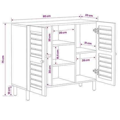 vidaXL Storage Cabinets Natural 90 x 33 x 75 cm Solid Mango Wood