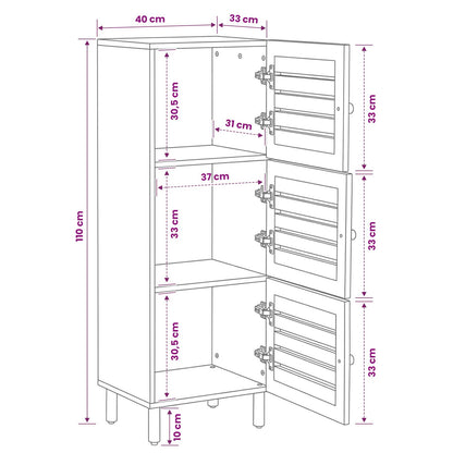 vidaXL Storage Cabinets Natural 40 x 33 x 110 cm Solid Mango Wood