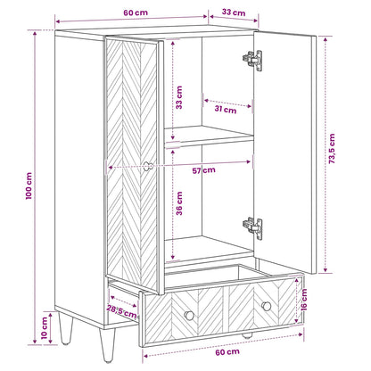 vidaXL Storage Cabinets Natural 60 x 33 x 100 cm Solid Mango Wood