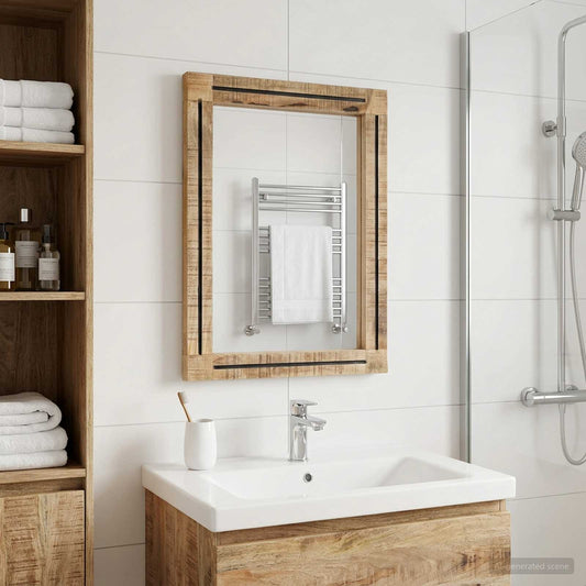 vidaXL Mirror Wall-mounted Brown and Black 70 x 50 x 3 cm Glass