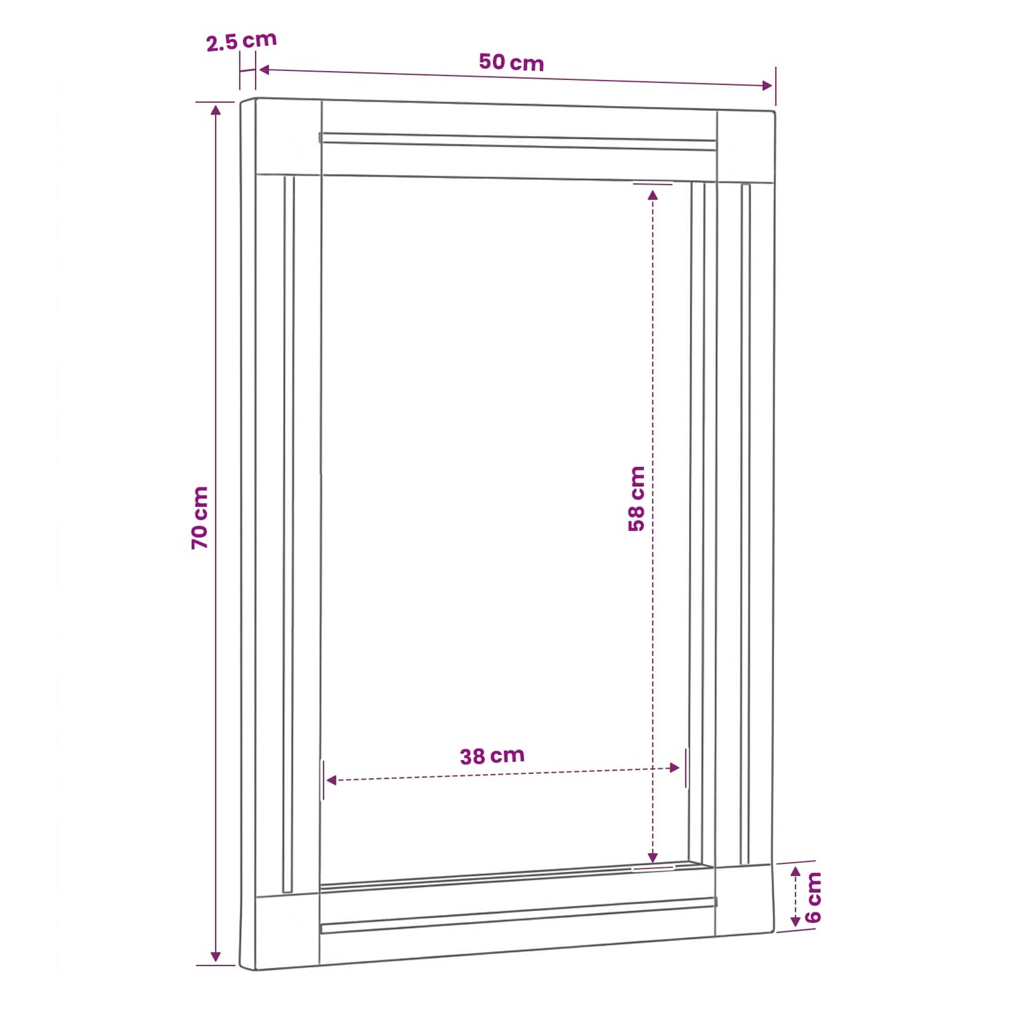 vidaXL Mirror Wall-mounted Brown and Black 70 x 50 x 3 cm Glass