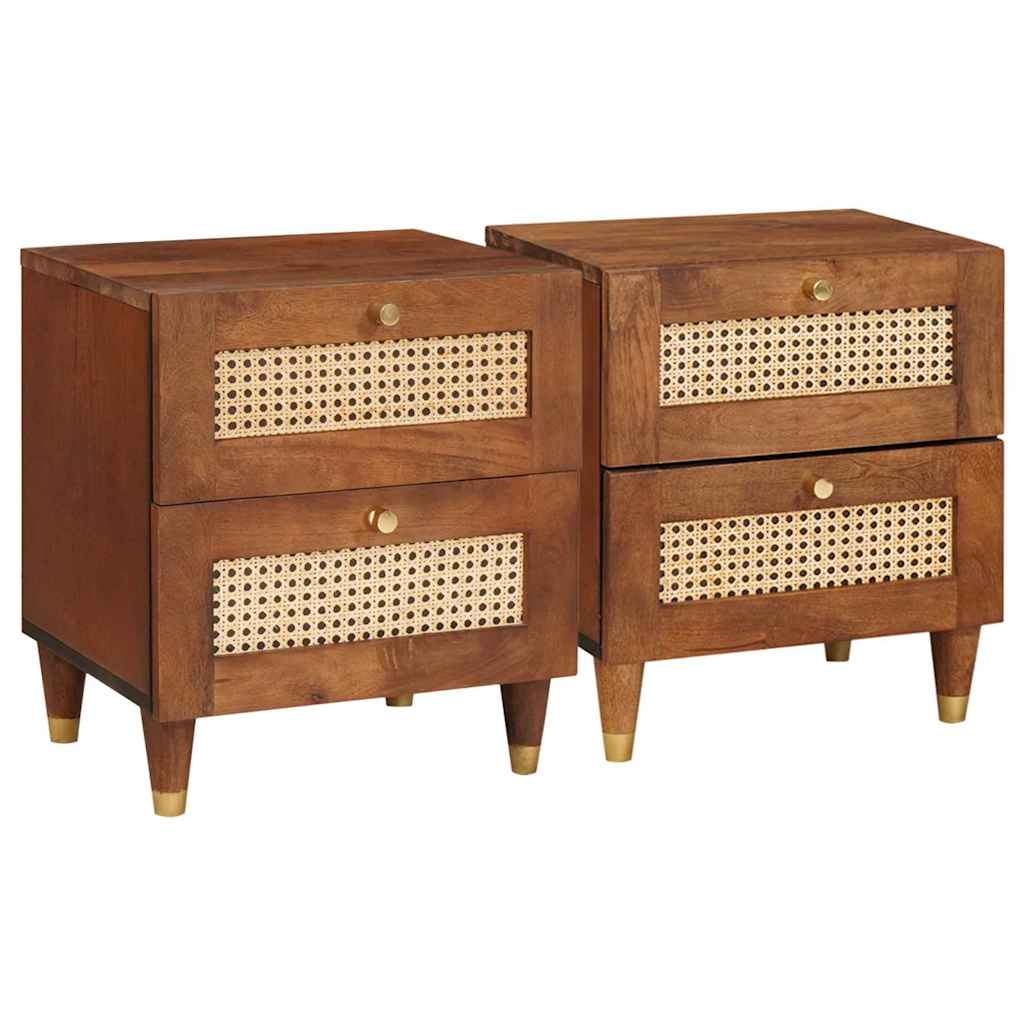 vidaXL Bedside Cabinet 2 pcs Brown 40 x 33.5 x 46 cm Solid Acacia wood