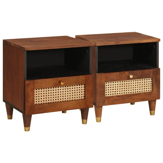 vidaXL Bedside Cabinet 2 pcs Brown 40 x 33 x 46 cm Solid Acacia wood