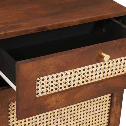 vidaXL Bedside Tables Brown 50 x 33 x 60 cm Cane and solid mango wood