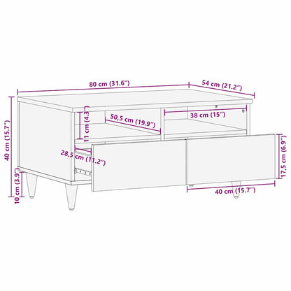 vidaXL Coffee Table with Drawer 80 x 54 x 40 cm Solid Mango Wood