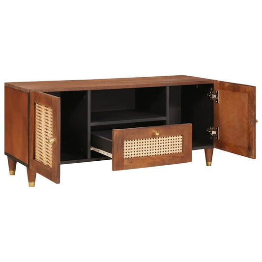 vidaXL TV Cabinet with Shelf Brown 105 x 33.5 x 46 cm Solid Mango Wood