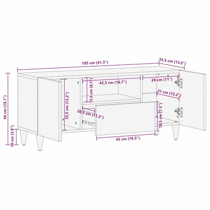 vidaXL TV Cabinet with Shelf Brown 105 x 33.5 x 46 cm Solid Mango Wood