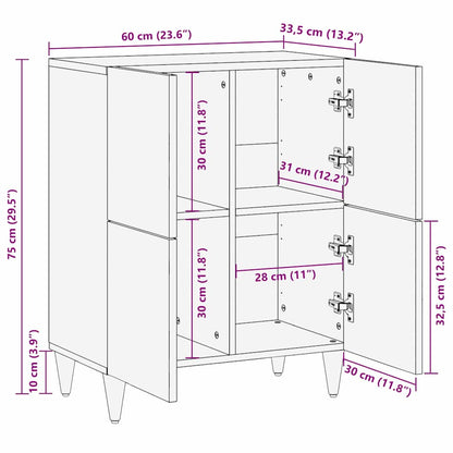 vidaXL Sideboard Brown 60 x 33.5 x 75 cm Solid Mango Wood