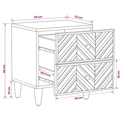 vidaXL Bedside Table 2 pcs Brown 40 x 33.5 x 46 cm Solid Mango Wood
