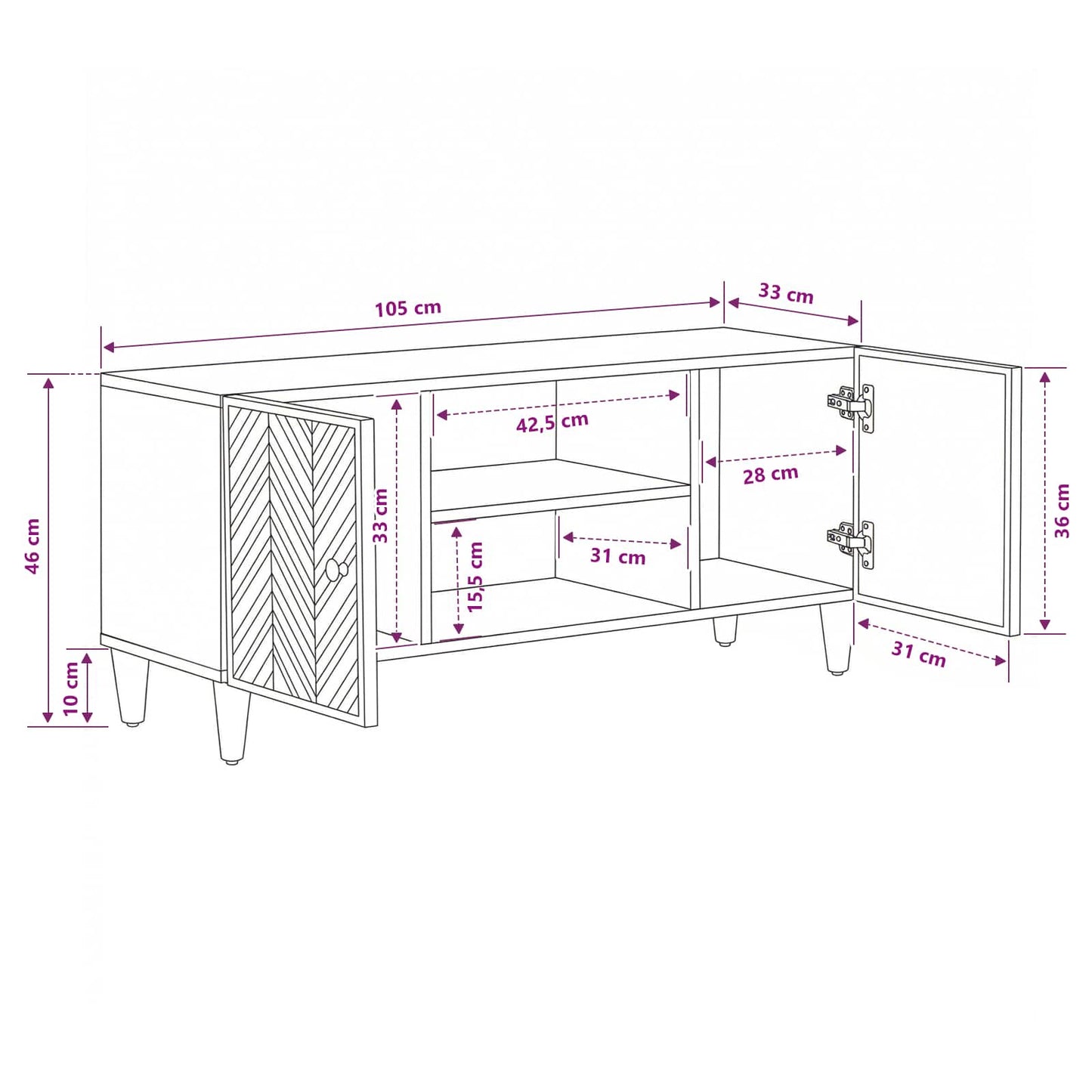 vidaXL Storage Cabinets Brown 105 x 33.5 x 46 cm Solid Mango Wood