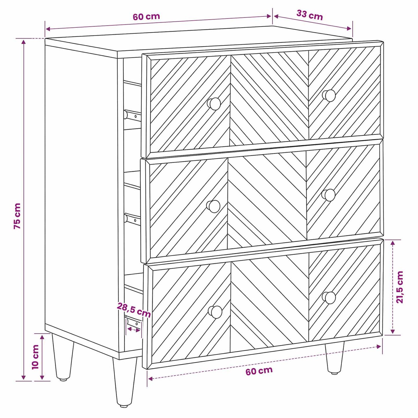 vidaXL Storage Cabinets Brown 60 x 33.5 x 75 cm Solid Mango Wood