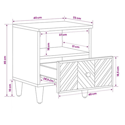 vidaXL Bedside Table Brown 50 x 33 x 60 cm Solid Mango Wood