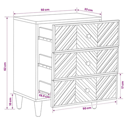 vidaXL Bedside Table Brown 50 x 33 x 60 cm Solid Mango Wood