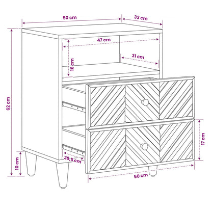 vidaXL Bedside Table Brown 50 x 33 x 60 cm Solid Mango Wood