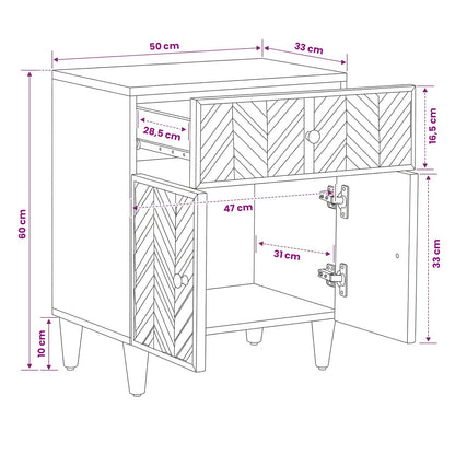vidaXL Bedside Table Brown 50 x 33 x 60 cm Solid Mango Wood
