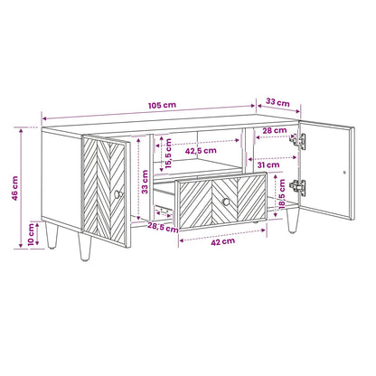 vidaXL Storage Cabinets Brown 105 x 33.5 x 46 cm Solid Mango Wood
