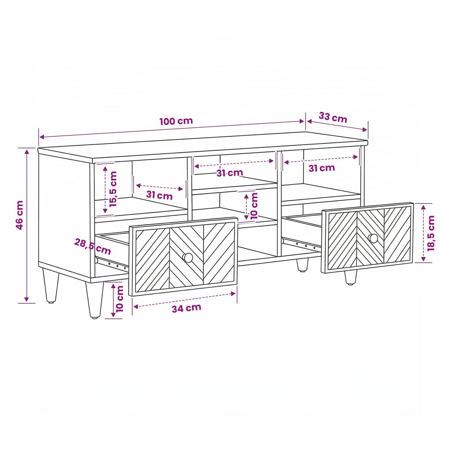 vidaXL Storage Cabinets Brown 100 x 33.5 x 46 cm Solid Mango Wood