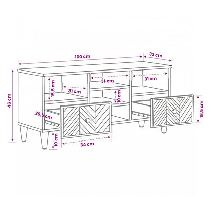 vidaXL Storage Cabinets Brown 100 x 33.5 x 46 cm Solid Mango Wood