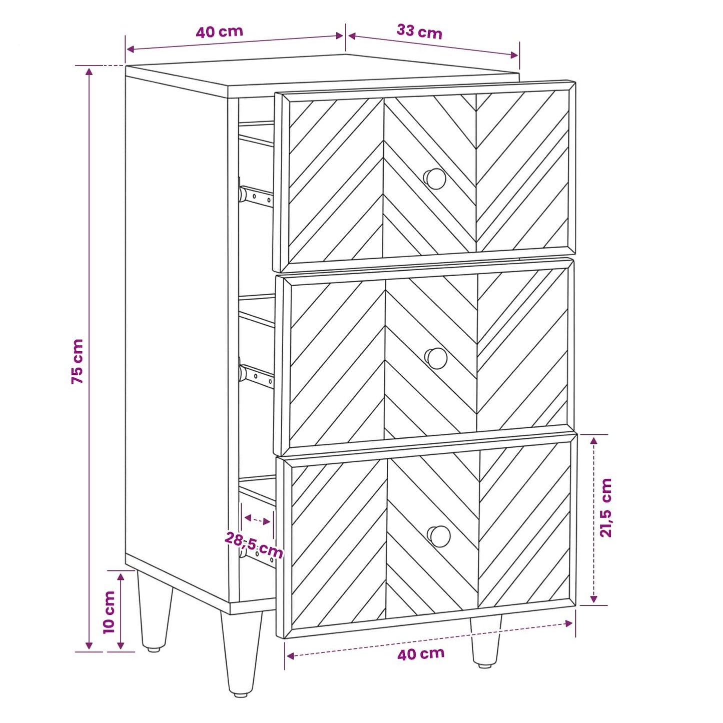 vidaXL Storage Cabinets Brown 40 x 33.5 x 75 cm Solid Mango Wood