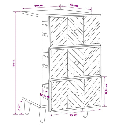 vidaXL Storage Cabinets Brown 40 x 33.5 x 75 cm Solid Mango Wood